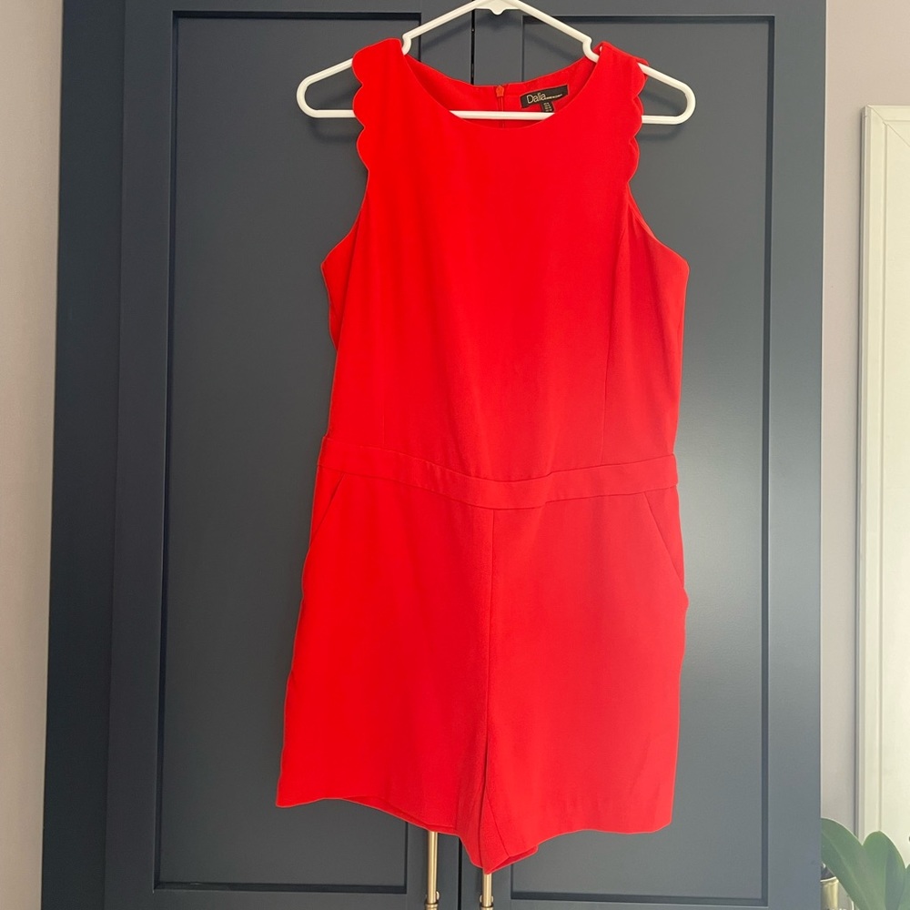 Vibrant Romper with Scallop Detail